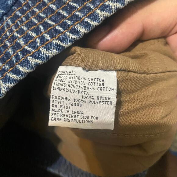 Vintage Distressed Denim Eagles Ridge Bomber Jacket Beige Accents Size XL - Picture 8 of 8